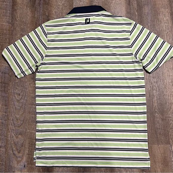 FootJoy Golf Polo Shirt Men large Green Navy blue Striped Soft Stretch No Course - Picture 8 of 9